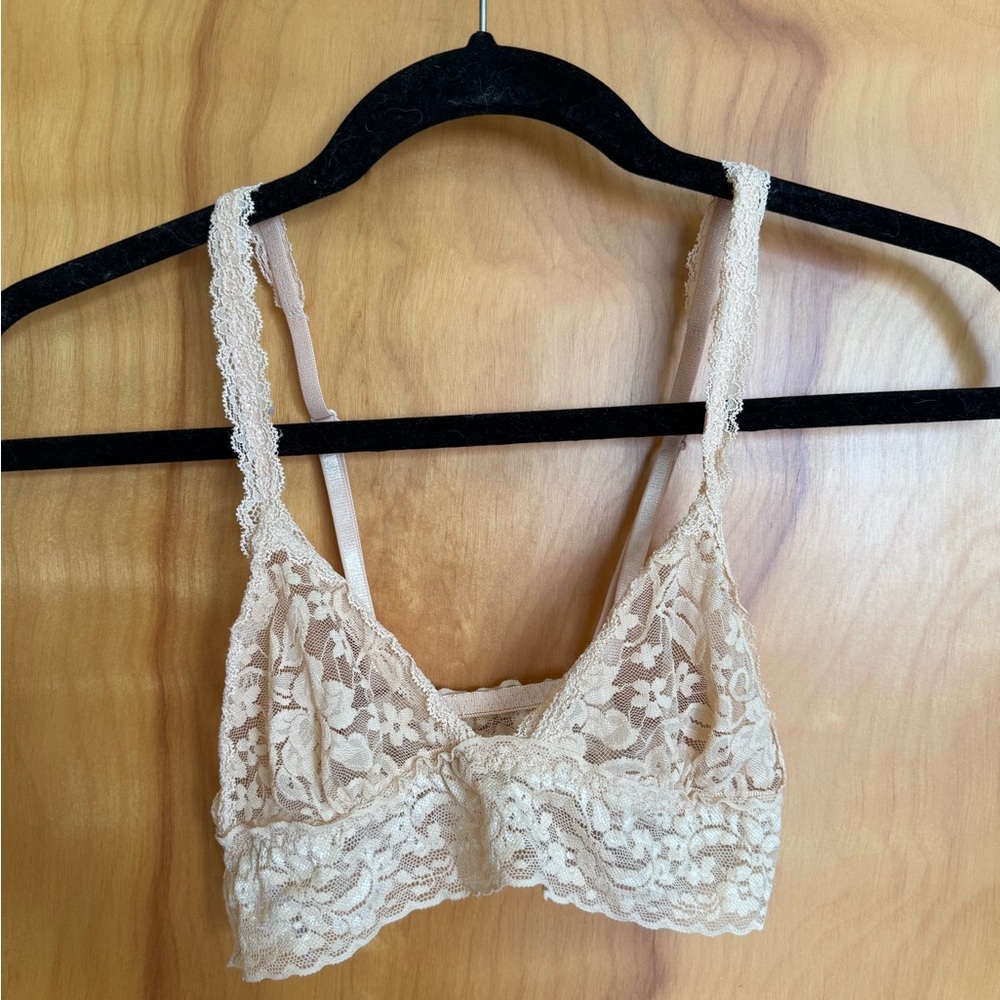 Anemone Cream Lace Bralette with Floral Detailing